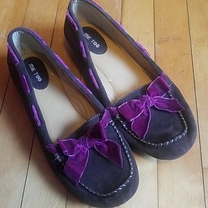 Brown suede moccasin flats